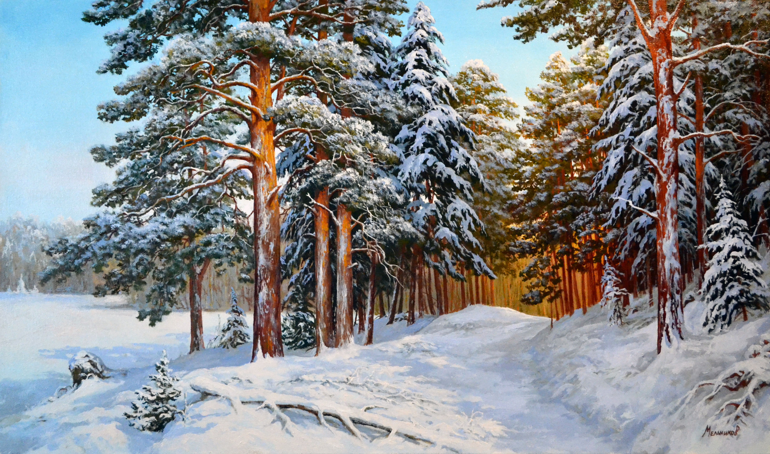 Зимние пейзажи художник Александр Мельников