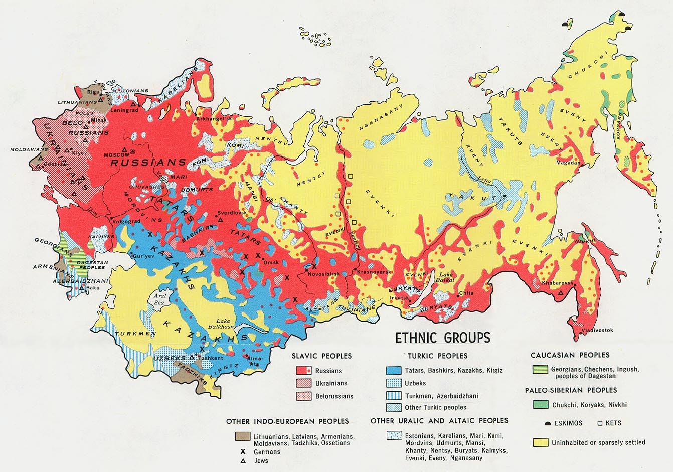 CIA map USSR. Nations.